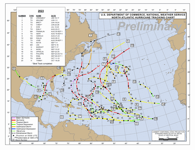 2023 hurricane season map