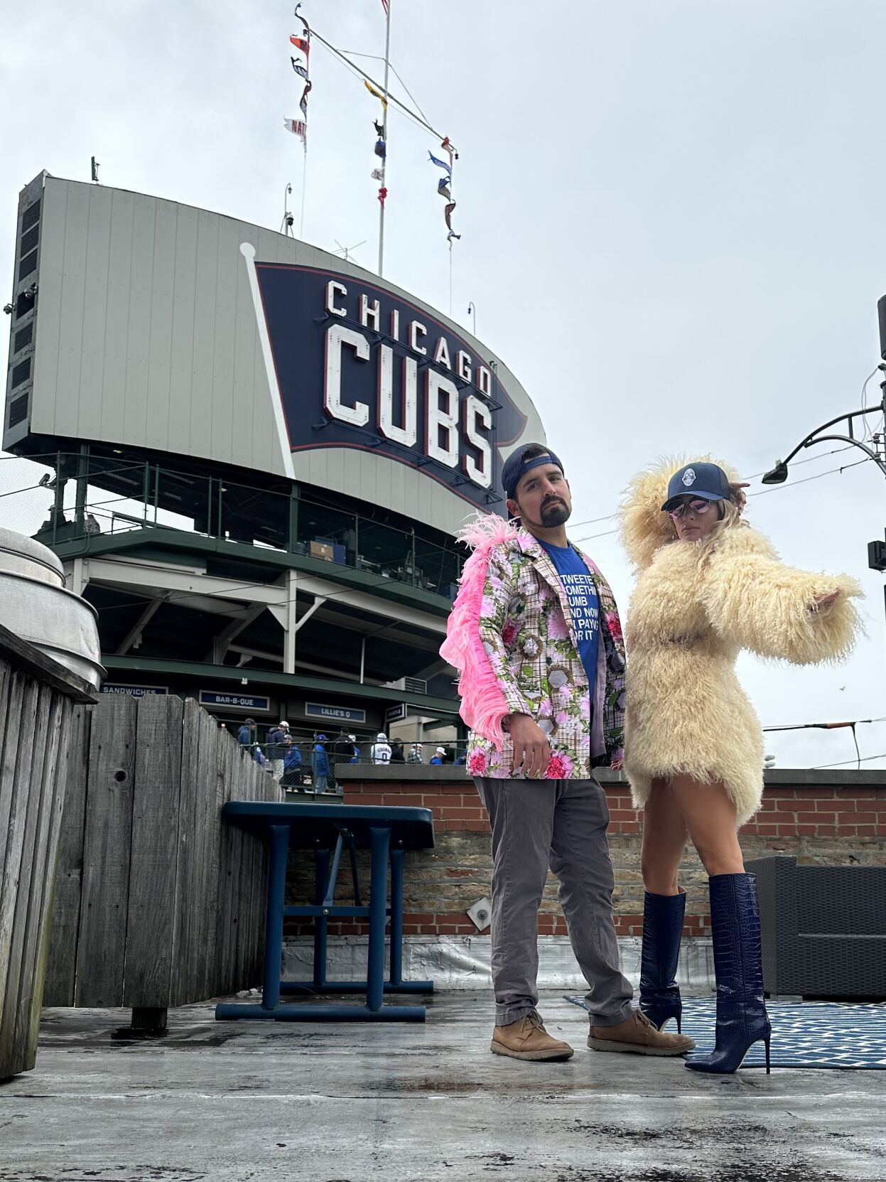 Cubs fan wears Kim Mulkey's feathered jacket to Wrigley Field