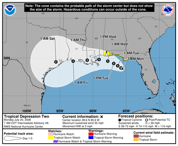 Tropical depression 7/21/26