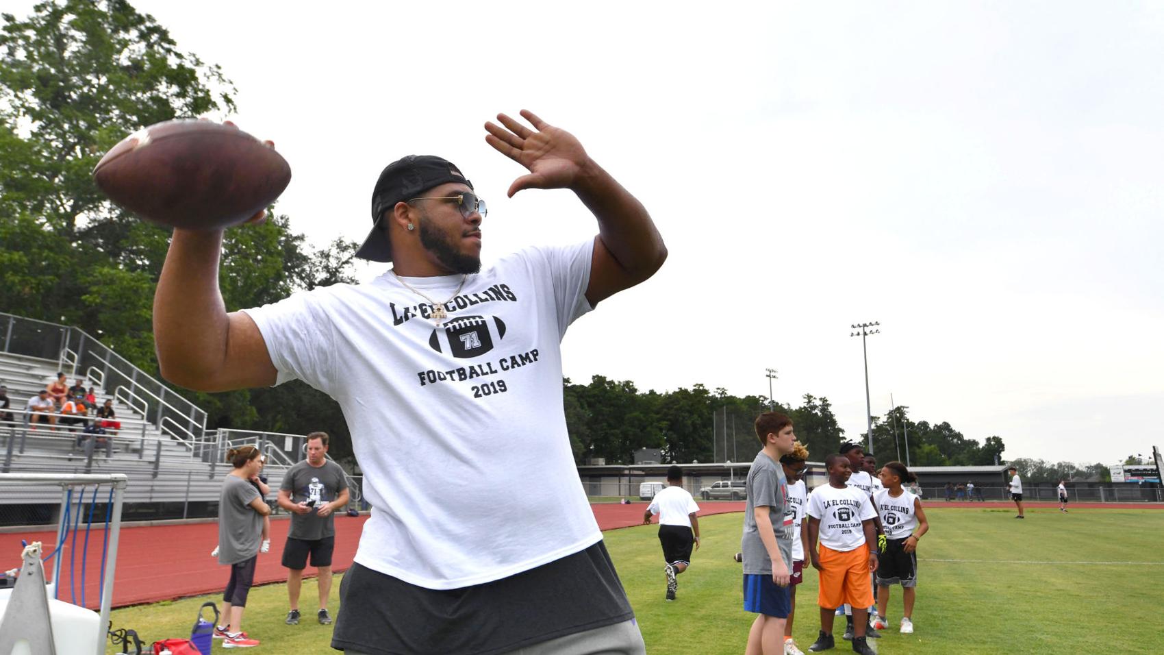 Photos: Former LSU offensive lineman La'el Collins, Dutchtown High combine forces for youth football camp
