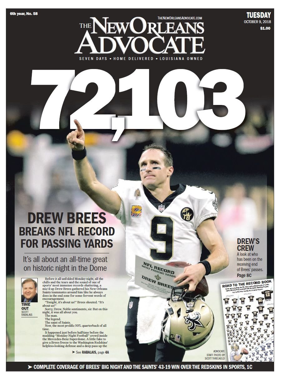 Drew Brees Commemorative Front Page Advocate | | Theadvocate.com