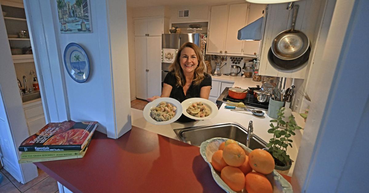 As a farewell to her home kitchen, April Hamilton makes shrimp risotto and ...