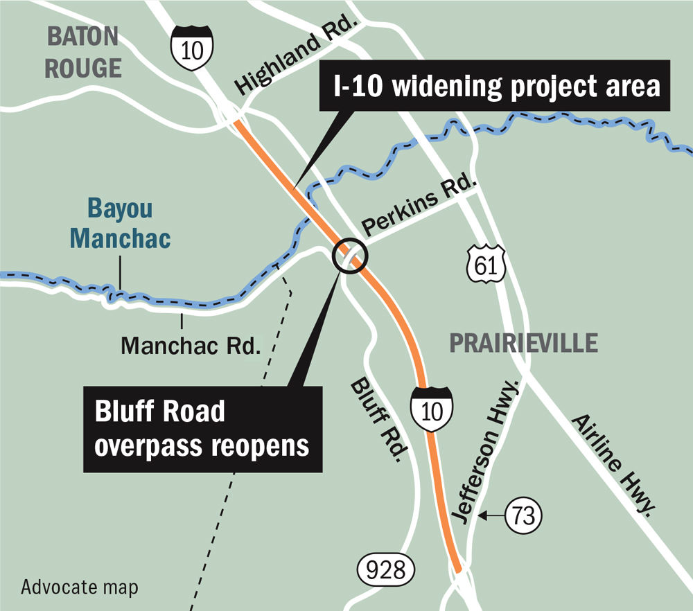Bluff Road overpass in Ascension to reopen ahead of schedule, DOTD says