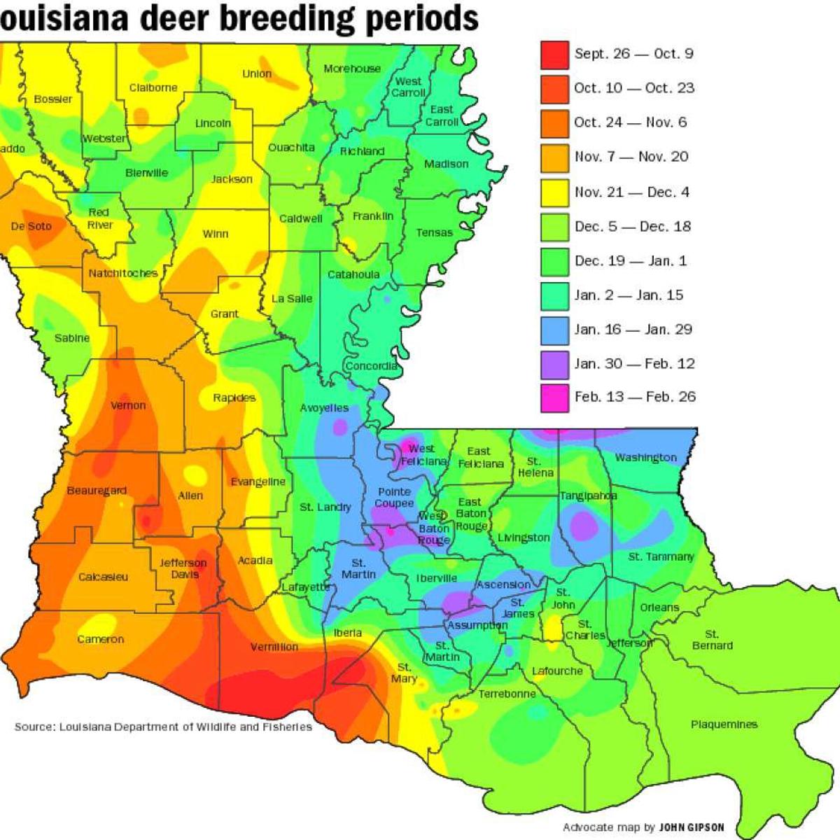 2021 Rut Calendar Buck breeding calendar most complete ever | Louisiana Outdoors 
