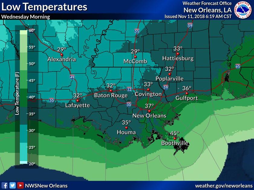 Severe weather, freezing temperatures likely for south Louisiana by