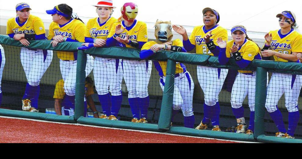 LSU takes its dugout circus — hats, masks and Tigers, oh my — to