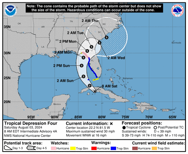 TD 4 expected to strengthen and threaten Florida, GA, SC | Hurricane ...