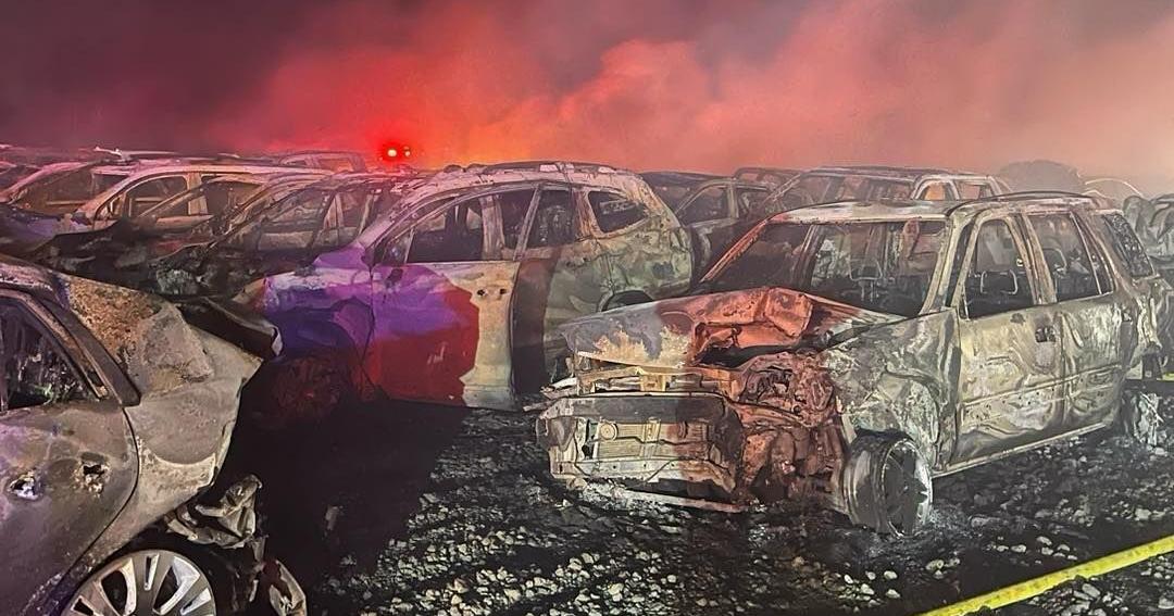 Fire at used car yard boosted by Francine damages 62 cars | Crime ...