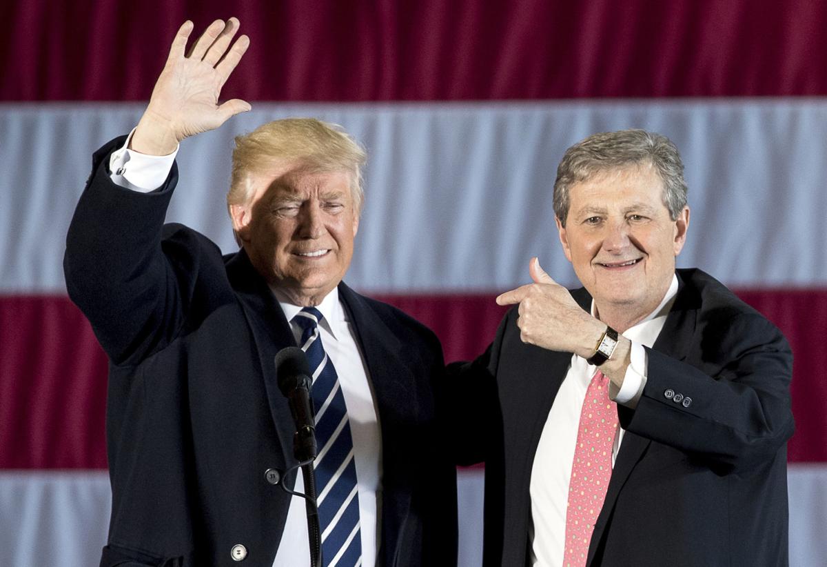 Trump urges crowd to vote for John Kennedy, touts his own election