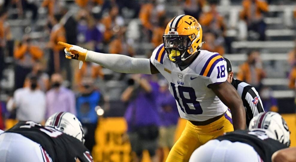 LSU football star Derek Stingley Jr. reacts to being awarded legendary No.  7 jersey