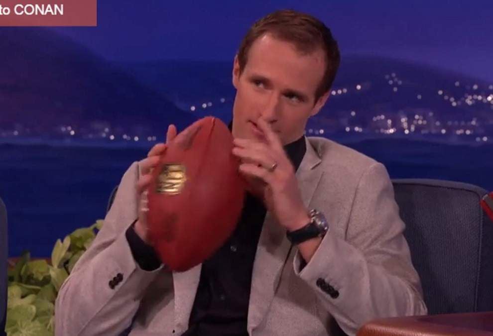 Saints’ Drew Brees discusses ‘Deflategate’ on ‘Conan’ _lowres