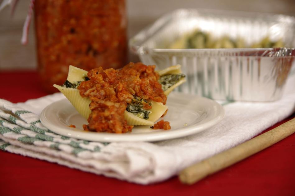 What a meal: Home-cooked spicy marinara, stuffed shells and shortbread cookies