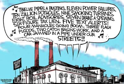 Walt Handelsman: Singing Sewerage and Water Board.