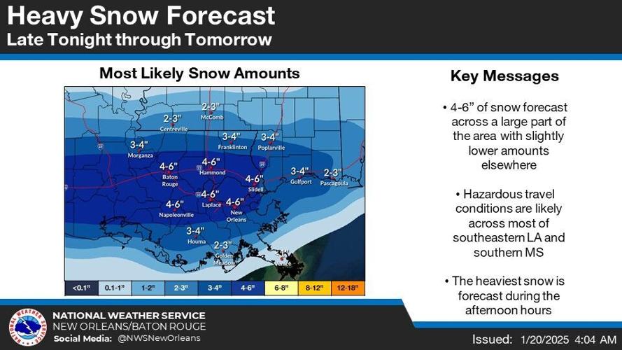 Snow totals higher in latest Louisiana winter storm forecast Weather