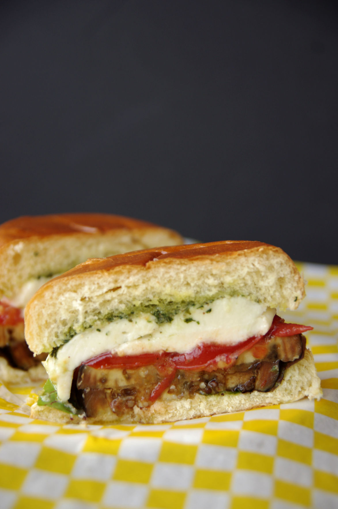 I Eat La. Recipes for Grilled Eggplant & Tomato Sandwich with Pesto