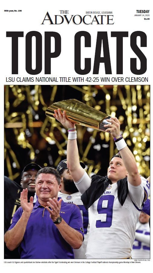 LSU National Champions Coach O & Joe Burrow 8x10 photo w/Engraved