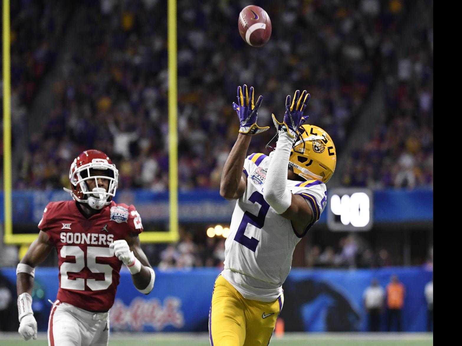 Lsu S Joe Burrow Justin Jefferson Destroy Peach Bowl Cfp Records