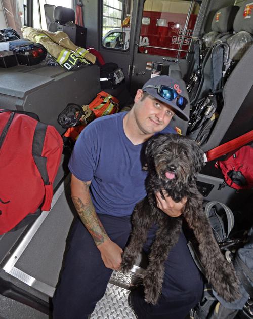 Three-legged rescue dog finds the Gonzales firefighter life -- and food options -- agree with her - The Advocate