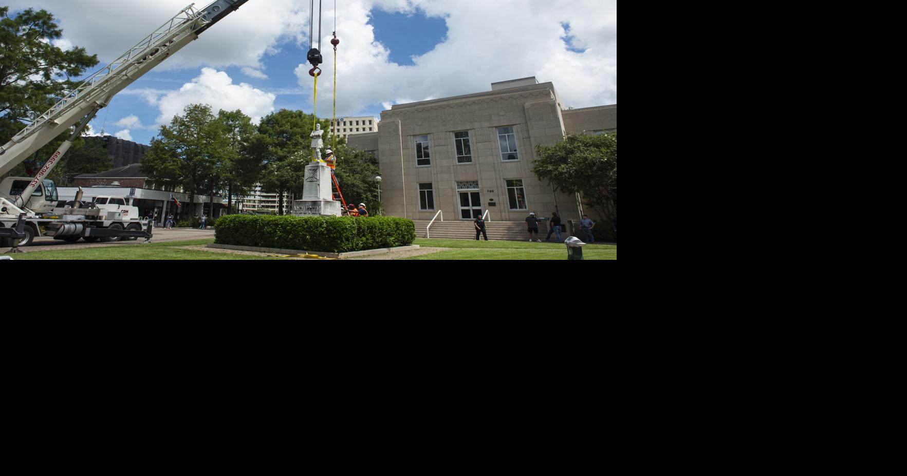 Confederate Mouton statue removed from downtown Lafayette ‘It