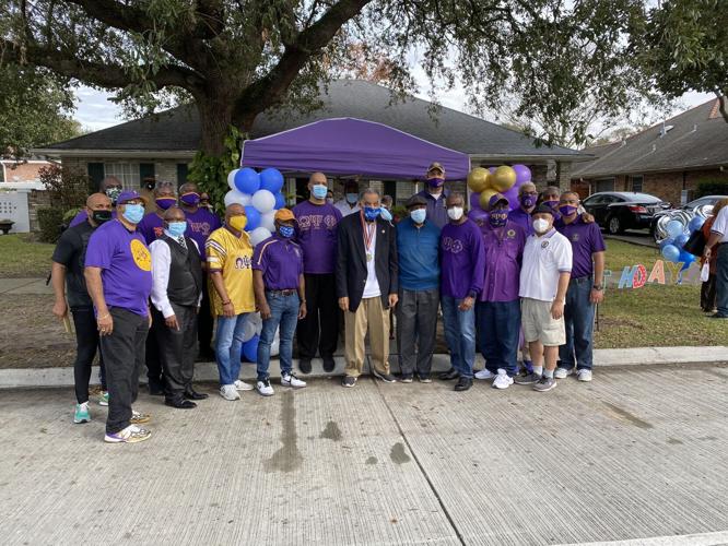 Omega Psi Phi Fraternity Rho Phi Chapter brothers with Bro. Dr. William W. Sutton