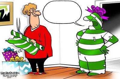 Can YOU wrap up the best punchline and WIN Walt Handelsman's newest Cartoon Caption Contest?! Give THIS one a try!