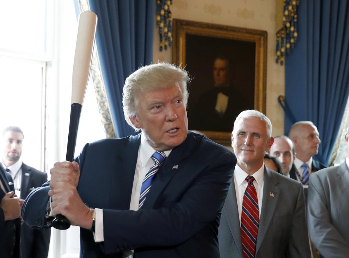 Image result for trump swings baseball bat