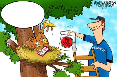 Can YOU fly to the top and WIN Walt Handelsman's latest Cartoon Caption Contest? Send in your entries today!!