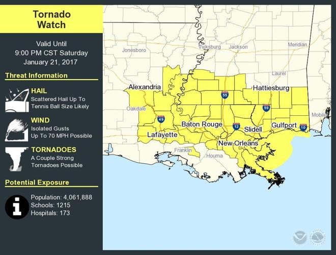 Tornado watch in effect for most of southeast Louisiana until 9 p.m ...
