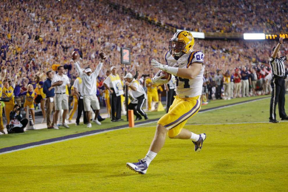 Video: LSU tight end Logan Stokes elated over game-winning touchdown against Ole Miss _lowres