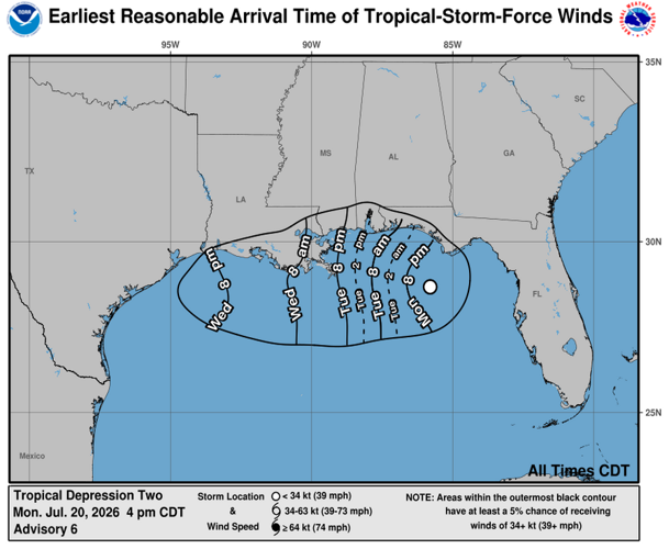Tropical Depression 2 winds 07/20