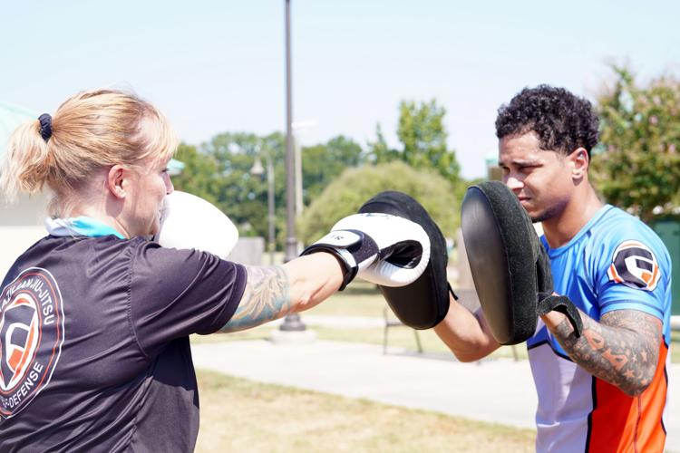 Fun in the park. Families gather to celebrate new school year