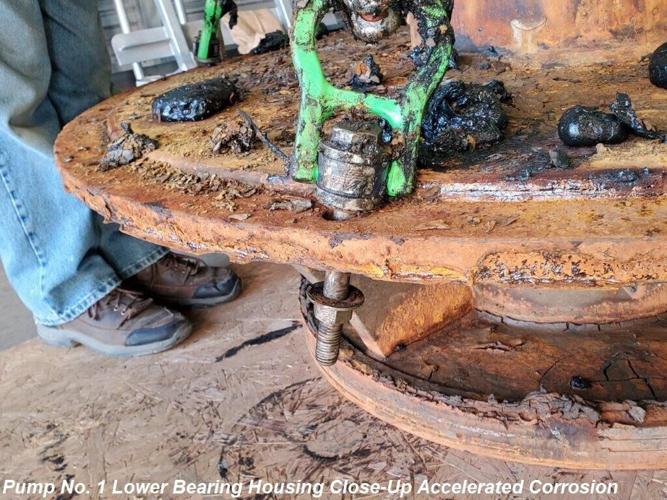 Severe corrosion in pump bearing housing