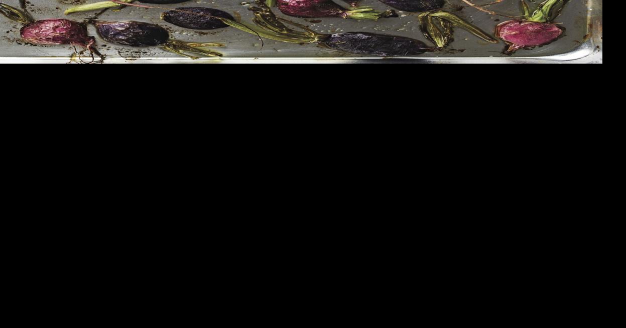 Side Dish Recipe for Roasted Radishes with Feta Mint Sauce Food