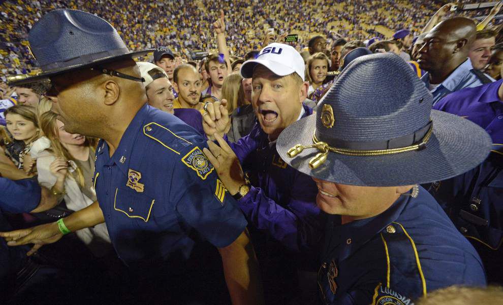 Video: LSU coach Les Miles misses his deceased mother after the Tigers upset of No. 3 Ole Miss on Saturday _lowres