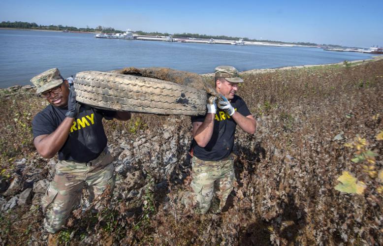 The low river gives Baton Rouge a little more land — and volunteers