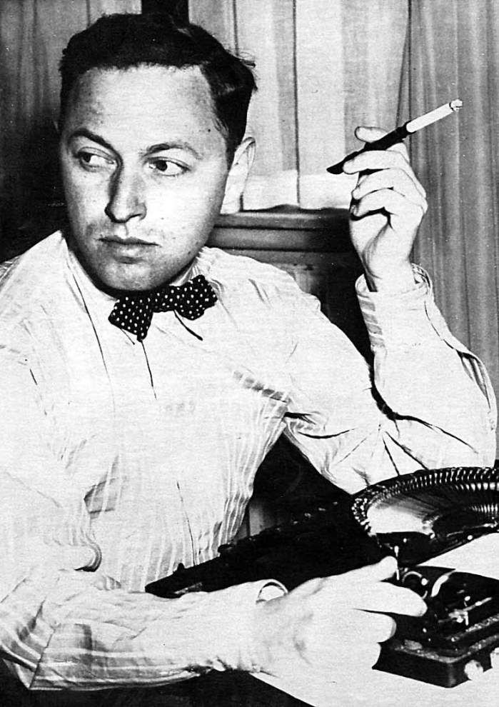 Tennessee Williams, famous author and playwright, seated 