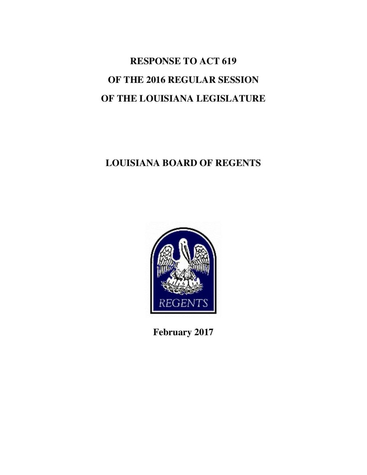 Board of Regents report on higher education, February 2017