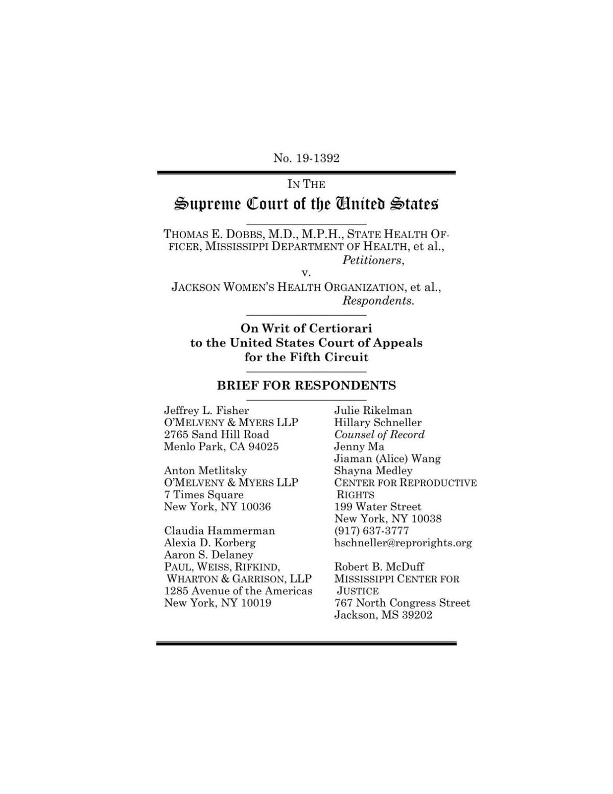 Response In Dobbs V Jackson Theadvocate Com Response In Dobbs V Jackson Theadvocate Com