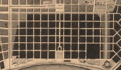 01_1815_Jacques Tanesse’s map showing arcade of trees to be planted on Rampart_at_top_courtesy Library of Congress.jpg