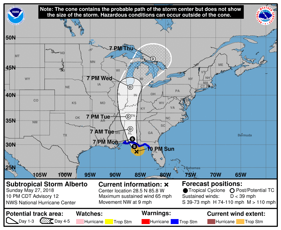 Subtropical storm Alberto strengthens, aims at Florida Panhandle ...