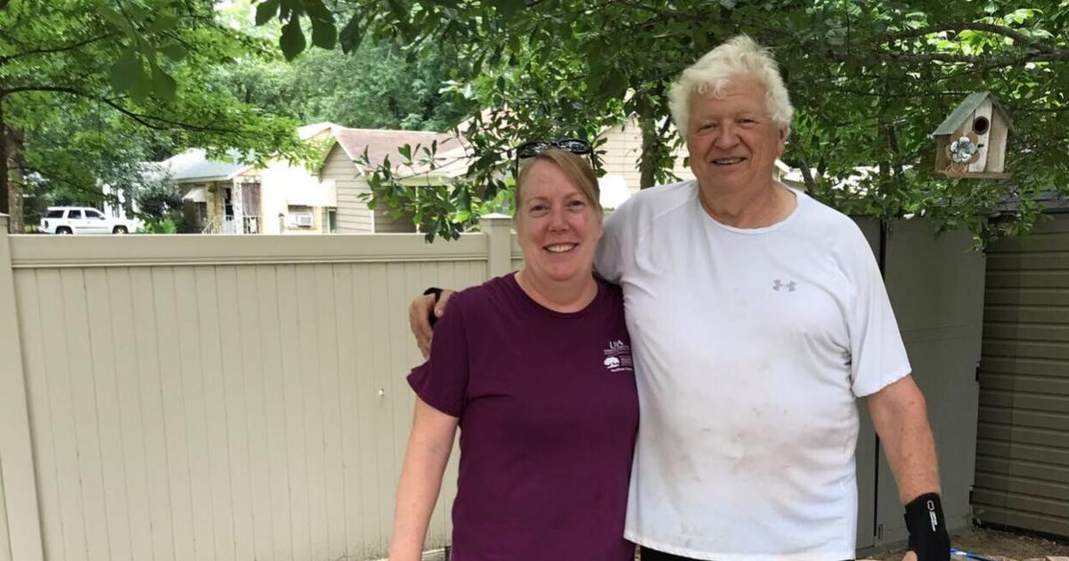 Master Gardener finishes patio for homeless shelter backyard