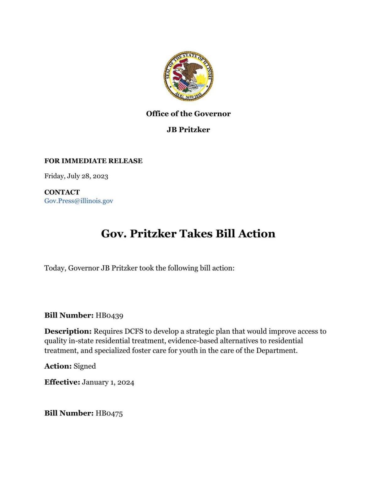 A list of more 130 bills Illinois Gov. J.B. Pritzker announced were signed