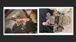 Seized firearm and tactical gear shown in images from a federal court filing.