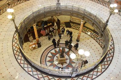 The Illinois State Capitol rotunda from above