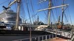 The 1877 Elissa tall ship docked in Galveston, Texas.