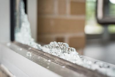 File – looting broken glass