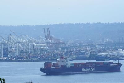 FILE – Seattle Cargo Ship