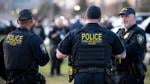 Homeland Security K9 Unit officers in tactical gear at field operation.