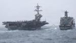 Nimitz-class aircraft carrier USS Abraham Lincoln (CVN 72) conducts a replenishment-at-sea with fleet replenishment oiler USNS Henry J. Kaiser (T-AO 187), Aug. 16, 2026. The Abraham Lincoln is deployed to the U.S. 5th Fleet area of operations to support maritime security and stability in the Middle East.