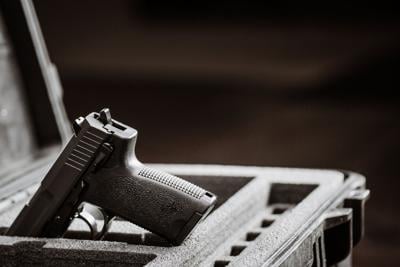 Handgun in storage case